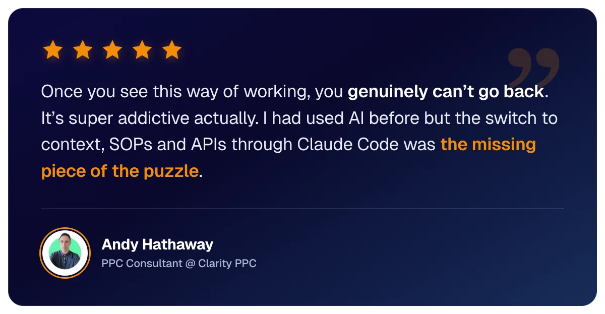 Testimonial from Andy Hathaway