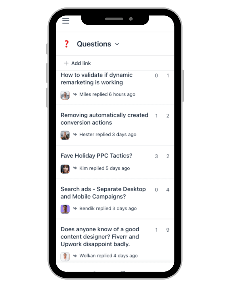 A PPC Hub Q&A thread — questions answered fast by Bob, Miles, and members