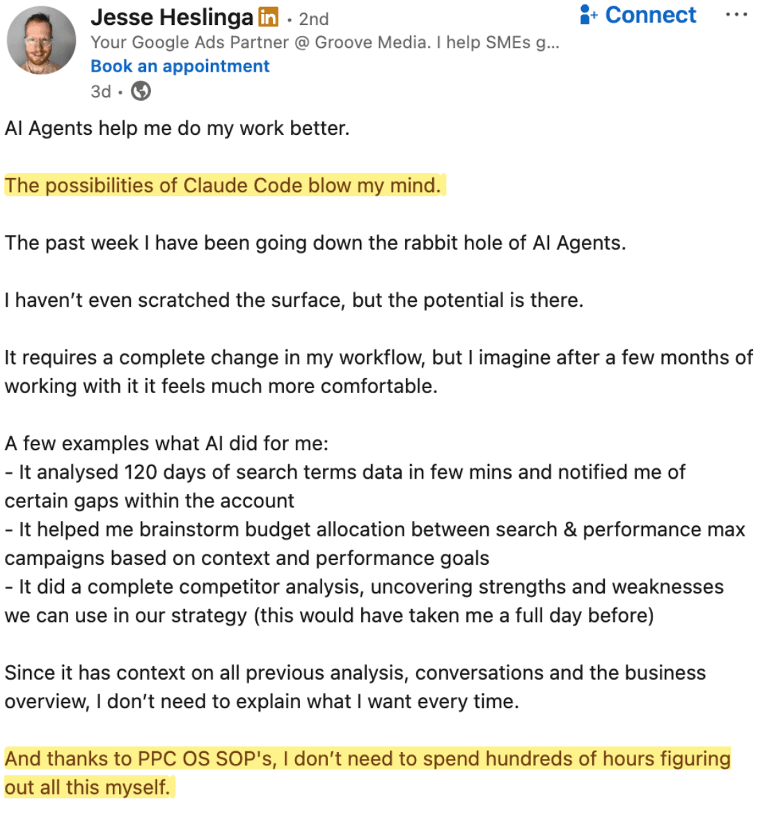 Jesse — Claude Code blew my mind, saved hundreds of hours
